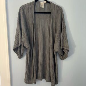 Gray Knit Open Cardigan